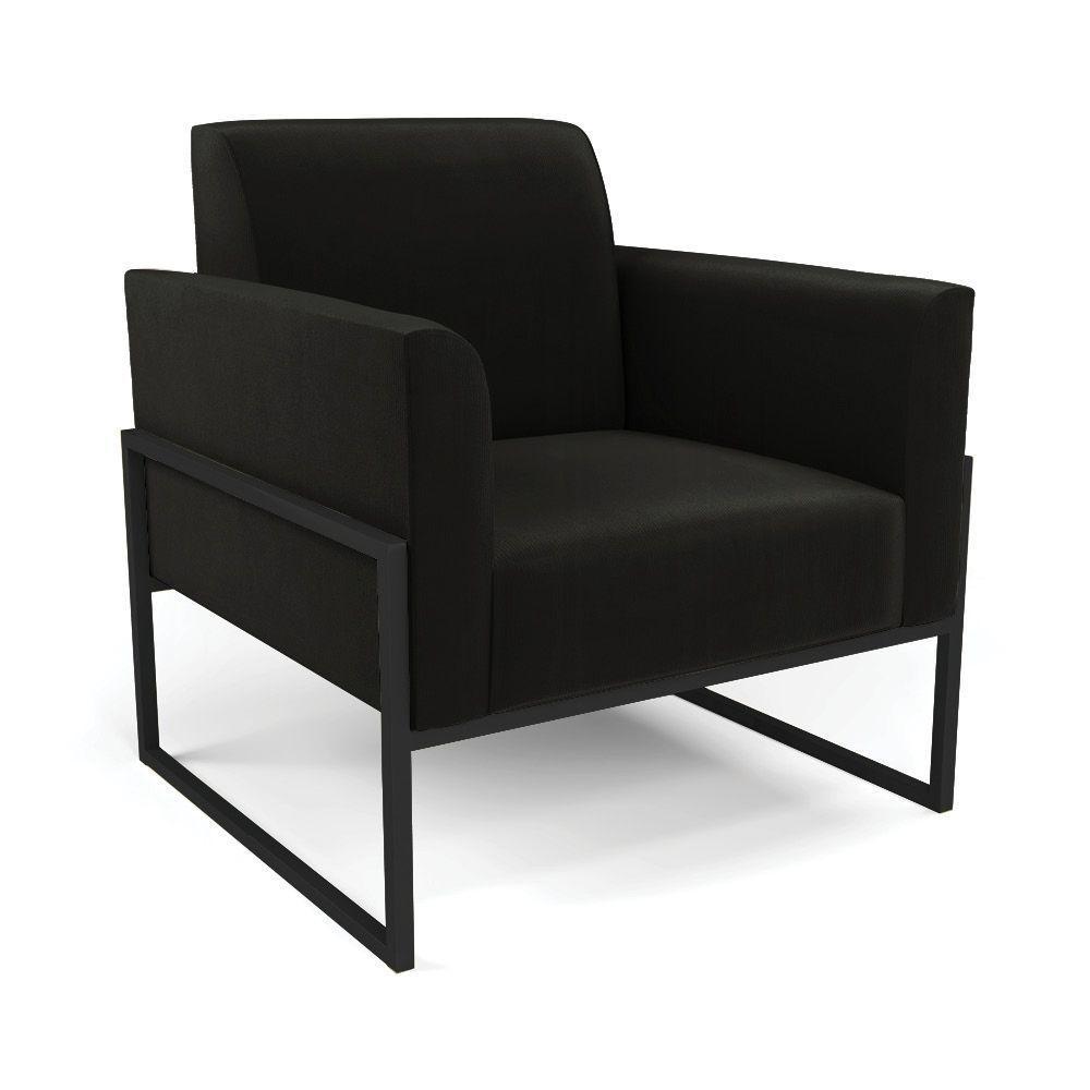 Sofá Namoradeira Com 2 Poltronas Base Industrial Alta Preto Marisa Suede D03 - D\'rossi Cor Preto - 3
