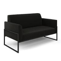 Sofá Namoradeira Com 2 Poltronas Base Industrial Alta Preto Marisa Suede D03 - D\'rossi Cor Preto - 7