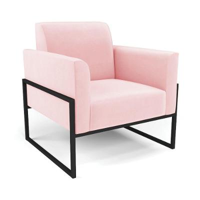 Poltrona Base Industrial Alta Preto Marisa Suede D03 - D\'rossi Cor Rosa Bebê