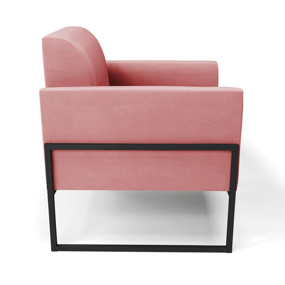 Poltrona Base Industrial Alta Preto Marisa Suede Rosê D03 - D\'rossi - 4