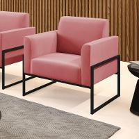 Poltrona Base Industrial Alta Preto Marisa Suede Rosê D03 - D\'rossi - 6