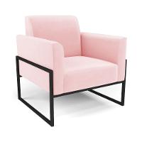 Sofá Namoradeira Com 2 Poltronas Base Industrial Alta Preto Marisa Suede Rosa Bebê D03 - D\'rossi - 2
