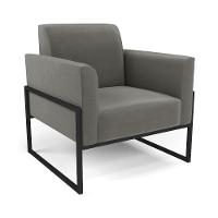 Sofá Namoradeira Com 2 Poltronas Base Industrial Alta Preto Marisa Suede Grafite D03 - D\'rossi - 2