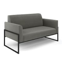 Sofá Namoradeira Com 2 Poltronas Base Industrial Alta Preto Marisa Suede Grafite D03 - D\'rossi - 6