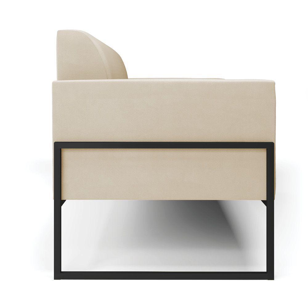 Sofá Namoradeira Base Industrial Alta Preto Marisa Suede D03 - D\'rossi Cor Bege - 2