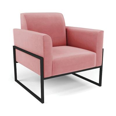 Poltrona Marisa Base Industrial Alta Suede Rosa D'Rossi