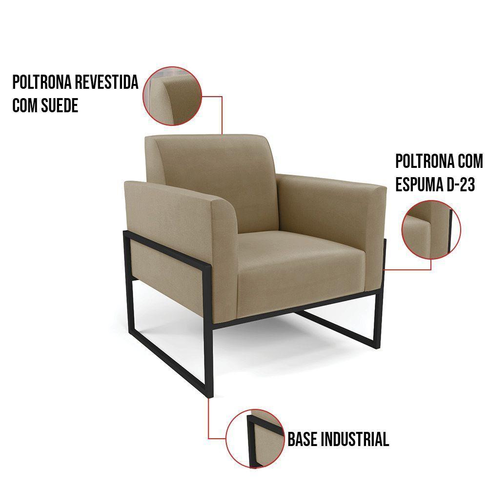 Poltrona Base Industrial Alta Preto Marisa Suede D03 - D\'rossi Cor Marrom Rato - 5