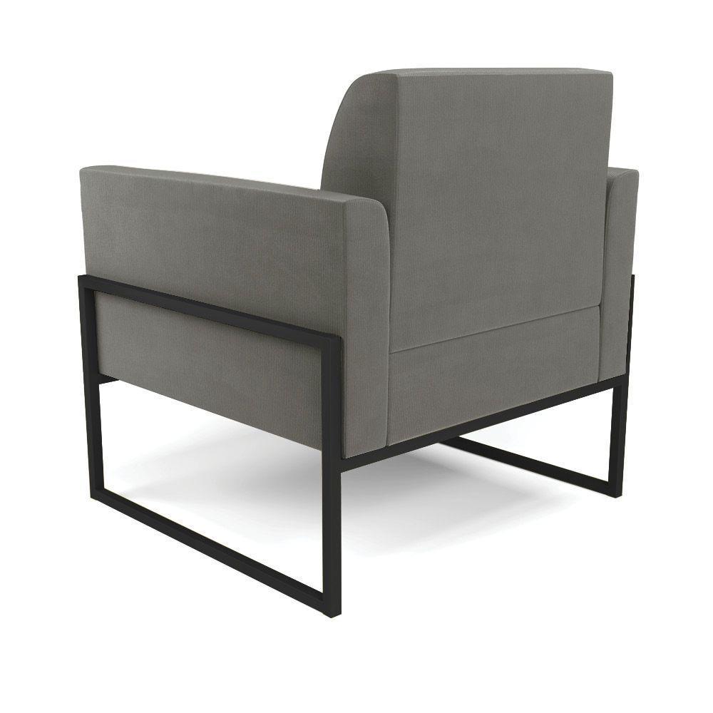 Kit 2 Poltronas Base Industrial Alta Preto Marisa Suede D03 - D\'rossi Cor Grafite - 4