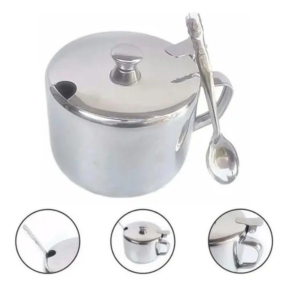 Açucareiro Com Alça E Colher Em Aço Inox 450ml - 2
