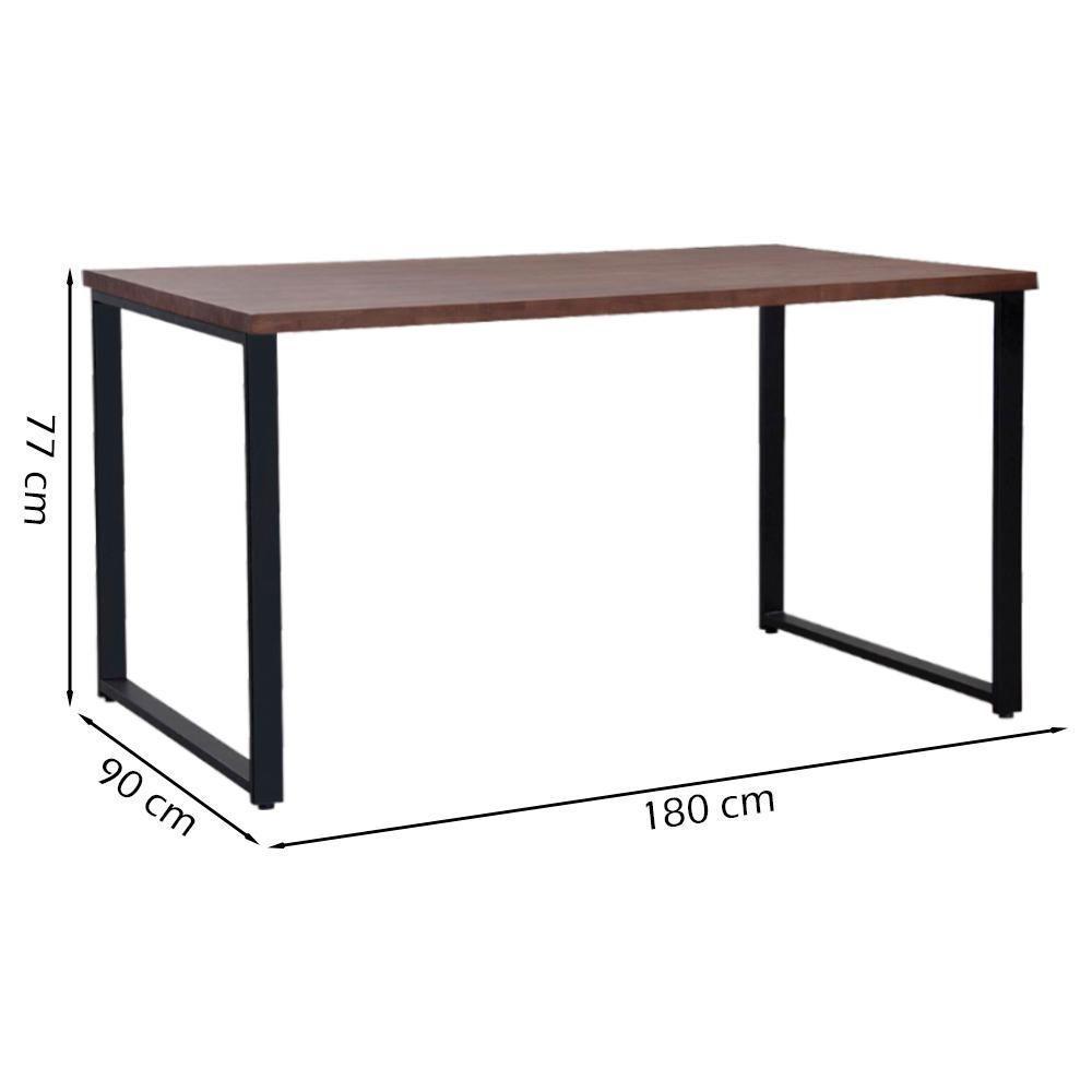 Mesa Jantar Cozinha I07 Madeira Taeda 180x77 Cm Castanho Aço Preto Dmobiliario Castanho - 4