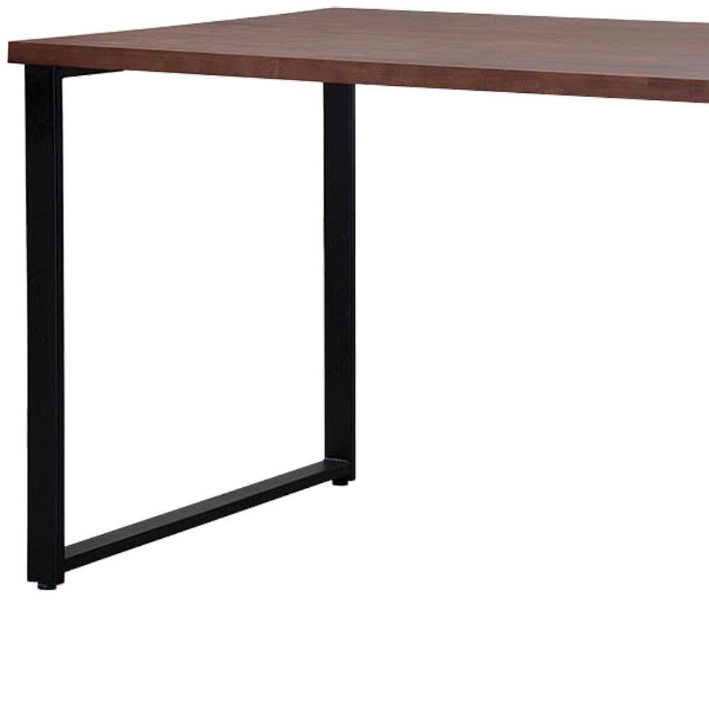 Mesa Jantar Cozinha I07 Madeira Taeda 180x77 Cm Castanho Aço Preto Dmobiliario Castanho - 5