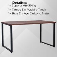 Mesa Jantar Cozinha I07 Madeira Taeda 180x77 Cm Castanho Aço Preto Dmobiliario Castanho - 5