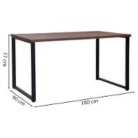 Mesa Jantar Cozinha I07 Madeira Taeda 180x77 Cm Castanho Aço Preto Dmobiliario Castanho - 7
