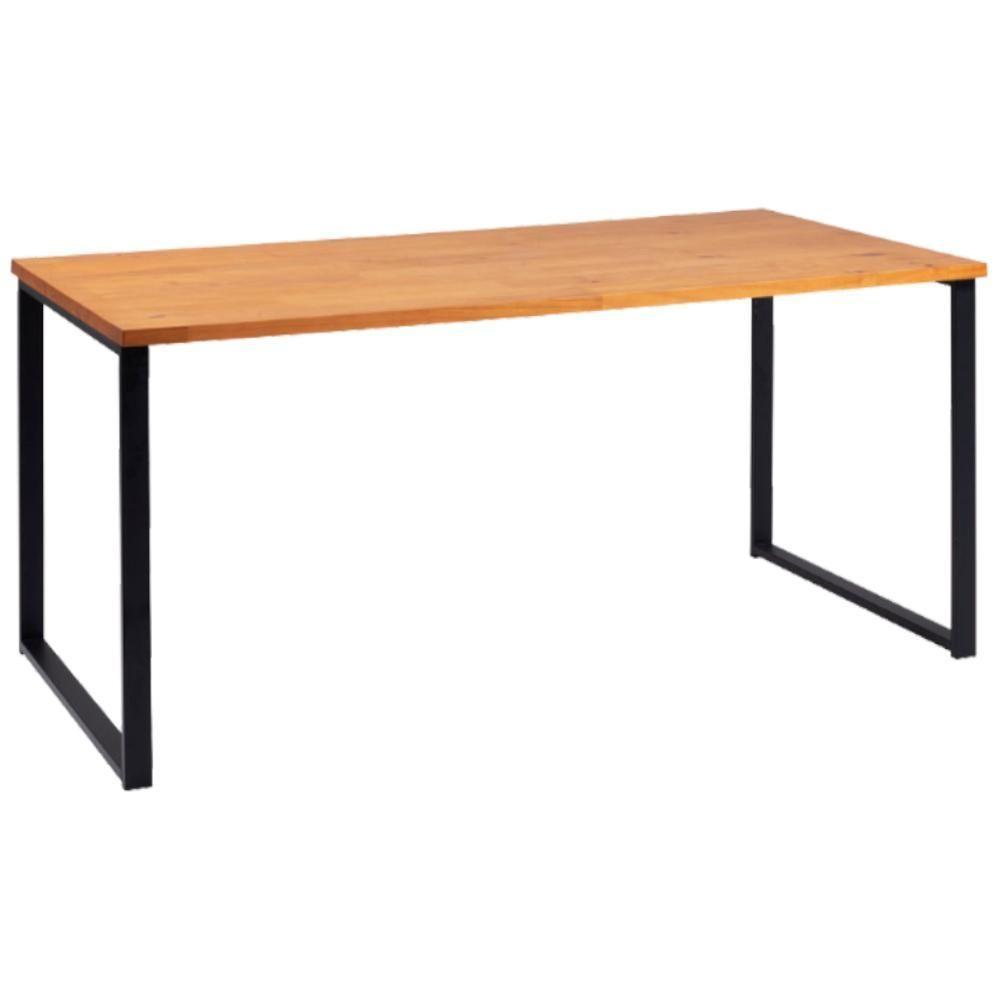 Mesa Jantar Cozinha I07 Madeira Taeda 180x77 Cm Mell Aço Preto Dmobiliario Mell - 1