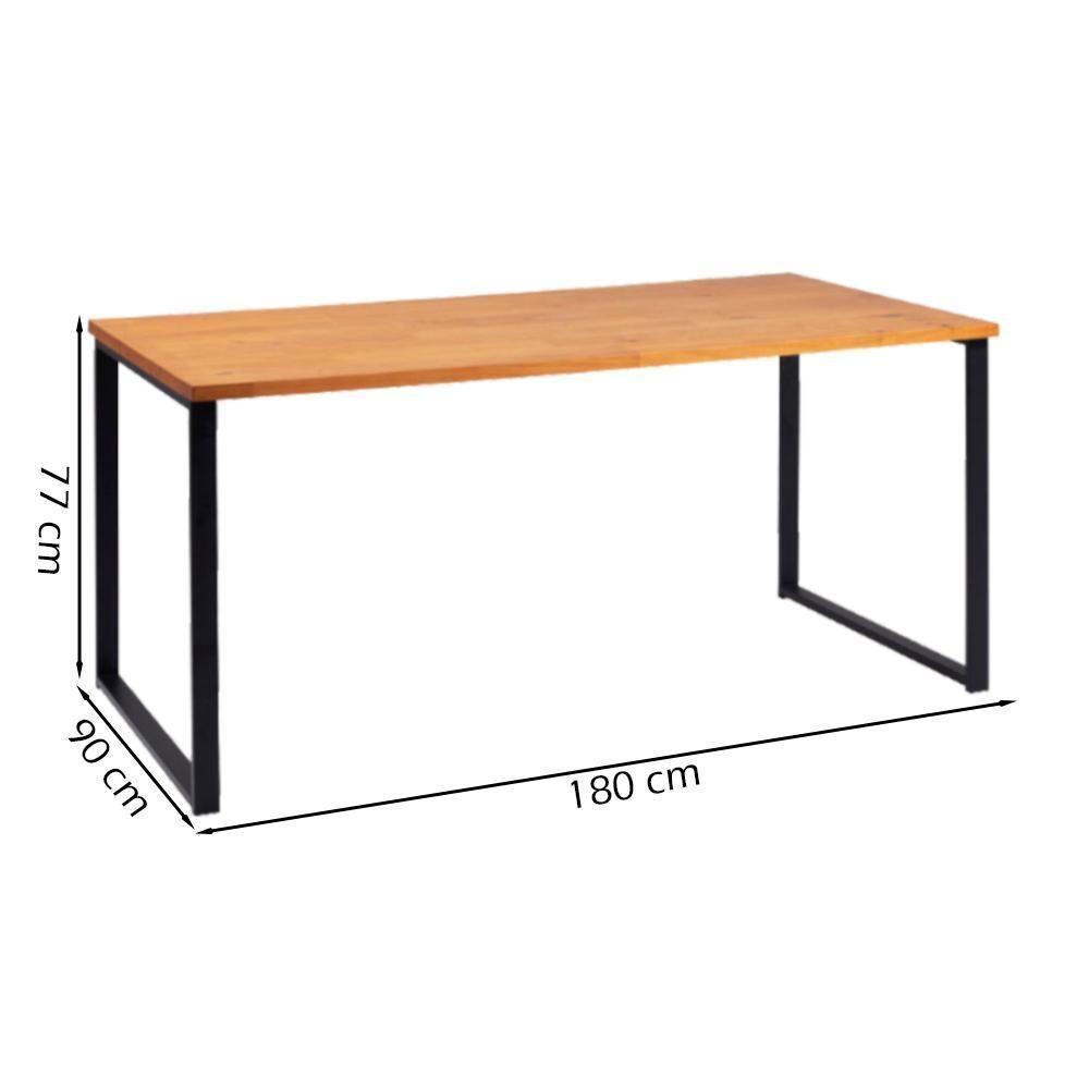 Mesa Jantar Cozinha I07 Madeira Taeda 180x77 Cm Mell Aço Preto Dmobiliario Mell - 4