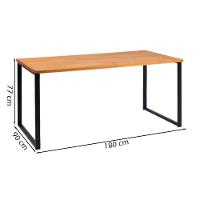 Mesa Jantar Cozinha I07 Madeira Taeda 180x77 Cm Mell Aço Preto Dmobiliario Mell