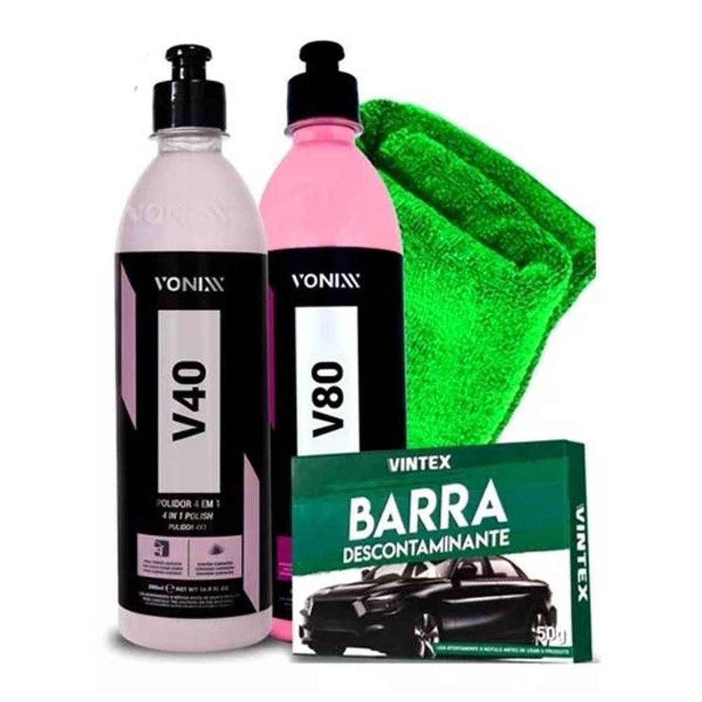 Polimento Automotivo V80 Selante+ V40 + Flanela + V-bar Vonixx - 1