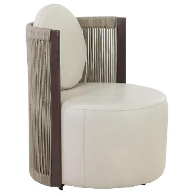 Poltrona Confort Armchair Puff Redondo Para Sala Estar Trama Original Marrom