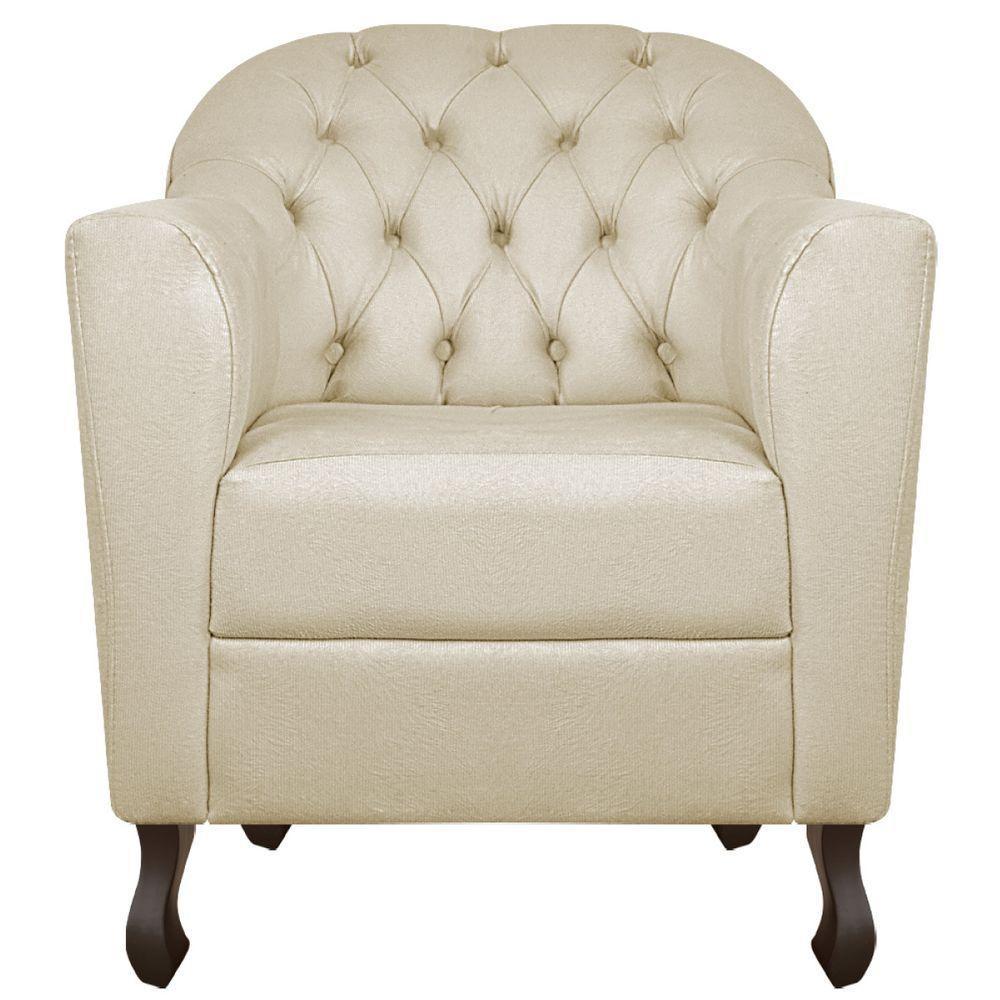 Kit 02 Poltronas Decorativa Julia Linho - Doce Sonho Móveis Cor Bege - 6