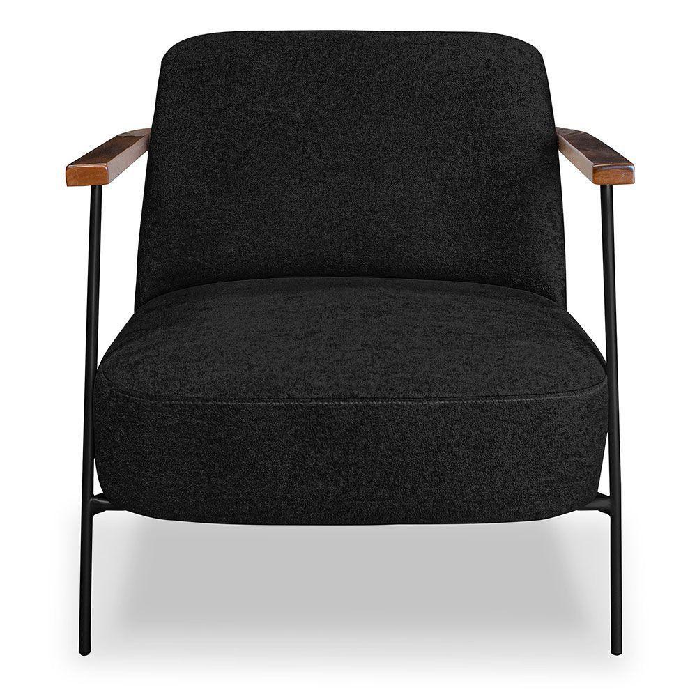 Kit 2 Poltronas Decorativa Celeste Linho Bouclê Base De Ferro Preto - Pallazio Cor Preto - 4