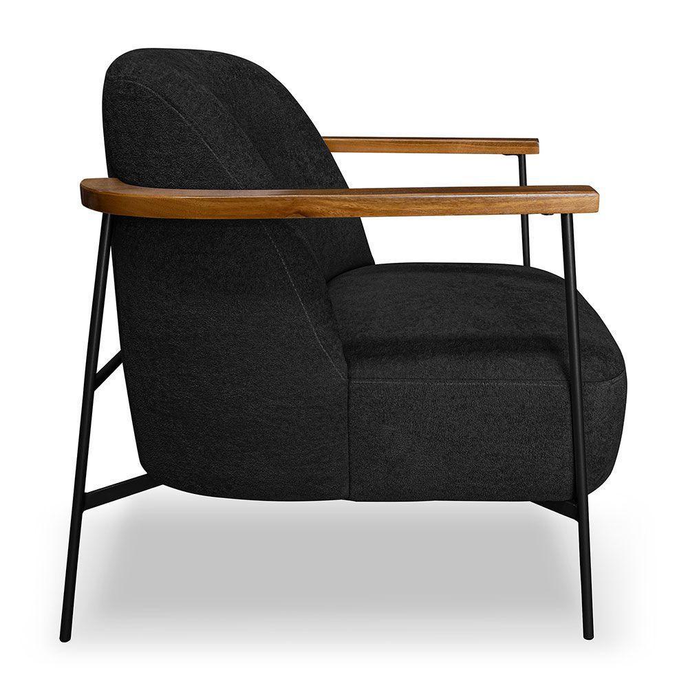 Kit 2 Poltronas Decorativa Celeste Linho Bouclê Base De Ferro Preto - Pallazio Cor Preto - 5