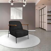 Kit 2 Poltronas Decorativa Celeste Linho Bouclê Base De Ferro Preto - Pallazio Cor Preto