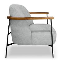 Kit 2 Poltronas Decorativa Celeste Linho Bouclê Cinza Claro Base De Ferro Preto - Pallazio