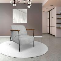 Kit 2 Poltronas Decorativa Celeste Linho Bouclê Cinza Claro Base De Ferro Preto - Pallazio - 8