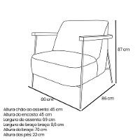 Kit 2 Poltronas Decorativa Celeste Linho Bouclê Bege Base De Ferro Preto - Pallazio - 9