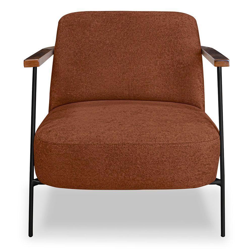 Kit 2 Poltronas Decorativa Celeste Linho Bouclê Base De Ferro Preto - Pallazio Cor Marrom - 6