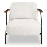 Poltrona Decorativa Celeste Linho Bouclê Base De Ferro Preto - Pallazio Cor Bege Pérola - 5