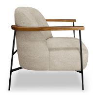 Poltrona Decorativa Celeste Linho Bouclê Base De Ferro Preto - Pallazio Cor Bege - 2