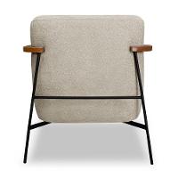 Poltrona Decorativa Celeste Linho Bouclê Base De Ferro Preto - Pallazio Cor Bege