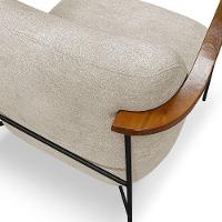 Poltrona Decorativa Celeste Linho Bouclê Base De Ferro Preto - Pallazio Cor Bege - 8