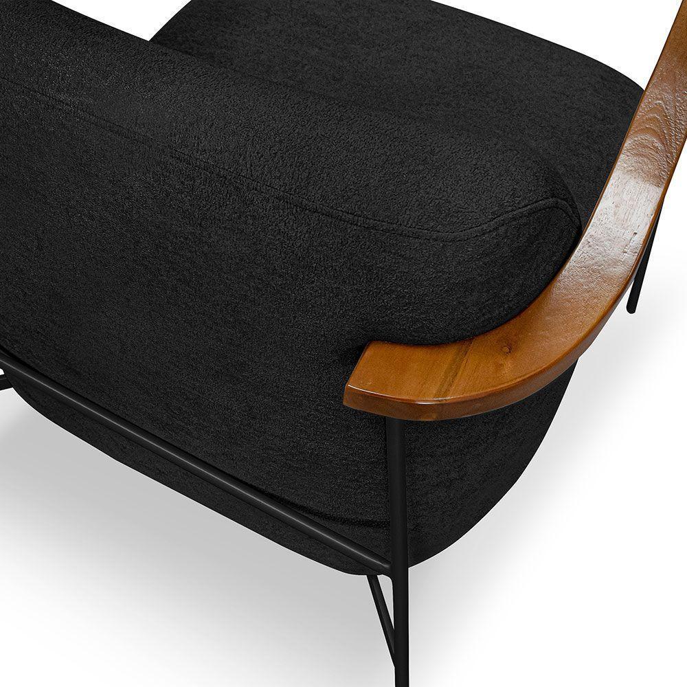 Poltrona Decorativa Celeste Linho Bouclê Base De Ferro Preto - Pallazio Cor Preto - 5