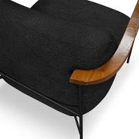 Poltrona Decorativa Celeste Linho Bouclê Base De Ferro Preto - Pallazio Cor Preto - 5