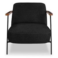 Poltrona Decorativa Celeste Linho Bouclê Base De Ferro Preto - Pallazio Cor Preto - 8