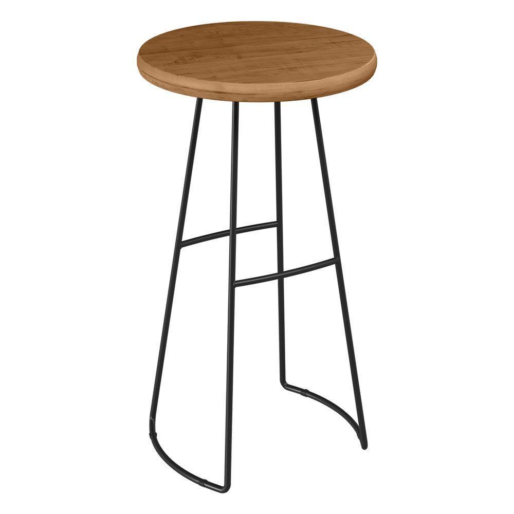 Kit Mesa Bistrô Redonda E 2 Banquetas Alta Astra Com Encosto Base Metálica - Pallazio - 3