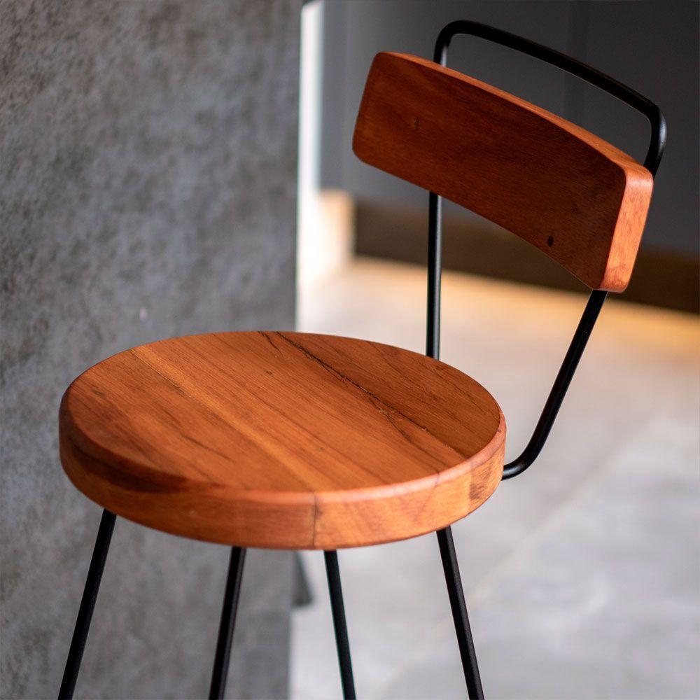 Kit Mesa Bistrô Redonda E 2 Banquetas Alta Astra Com Encosto Base Metálica - Pallazio - 6