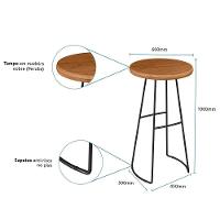 Kit Mesa Bistrô Redonda E 2 Banquetas Alta Astra Com Encosto Base Metálica - Pallazio