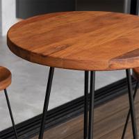 Kit Mesa Bistrô Redonda E 2 Banquetas Alta Astra Com Encosto Base Metálica - Pallazio - 5