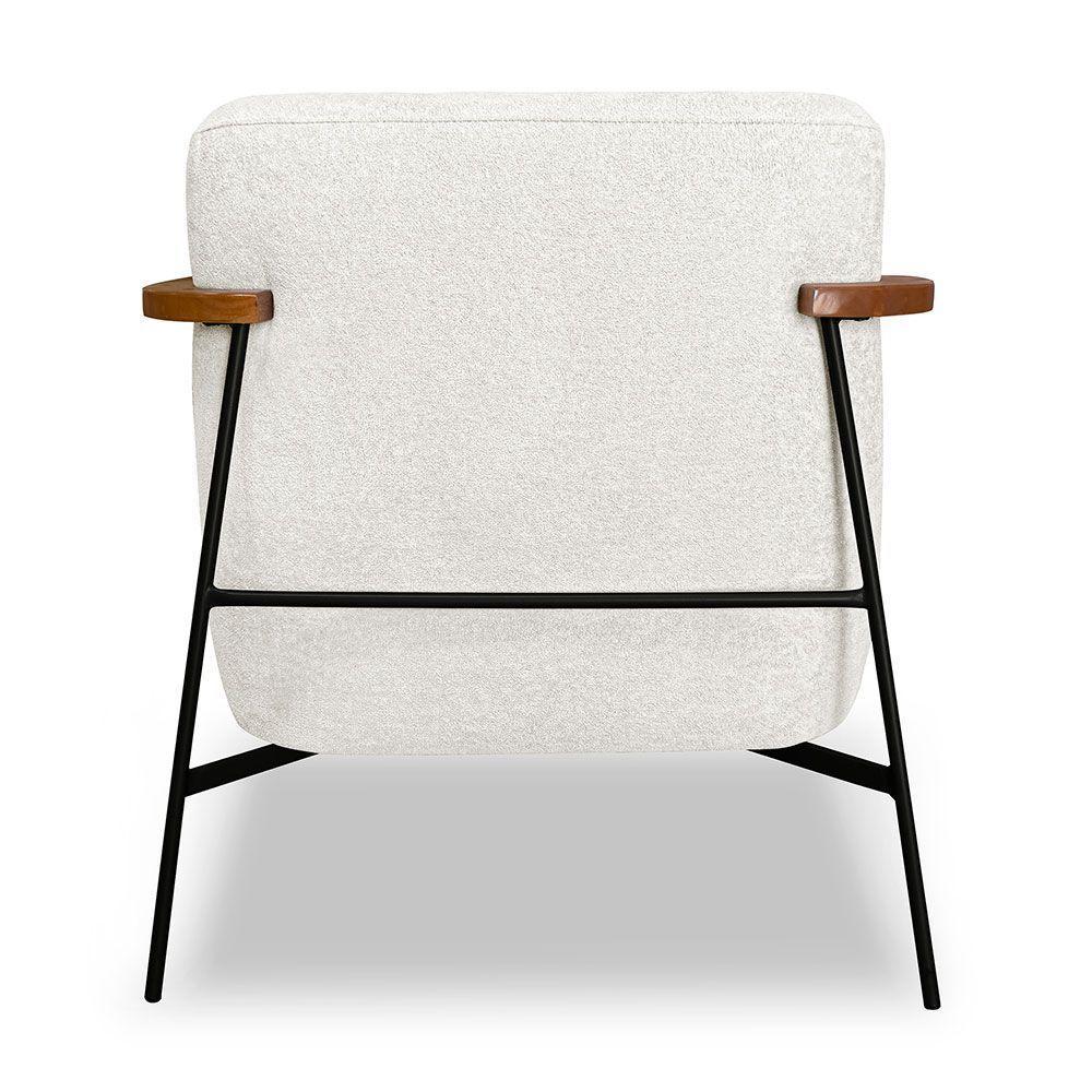 Kit 2 Poltronas Decorativa Celeste Linho Bouclê Base De Ferro Preto - Pallazio Cor Bege Pérola - 6