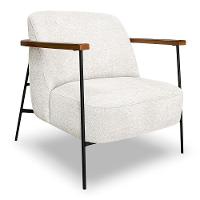 Kit 2 Poltronas Decorativa Celeste Linho Bouclê Base De Ferro Preto - Pallazio Cor Bege Pérola