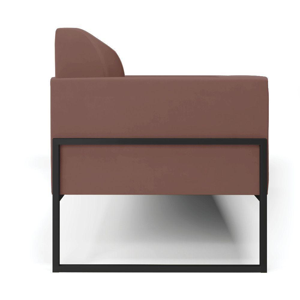 Sofá Namoradeira Base Industrial Alta Preto Marisa Veludo D03 - D\'rossi Cor Rose - 2