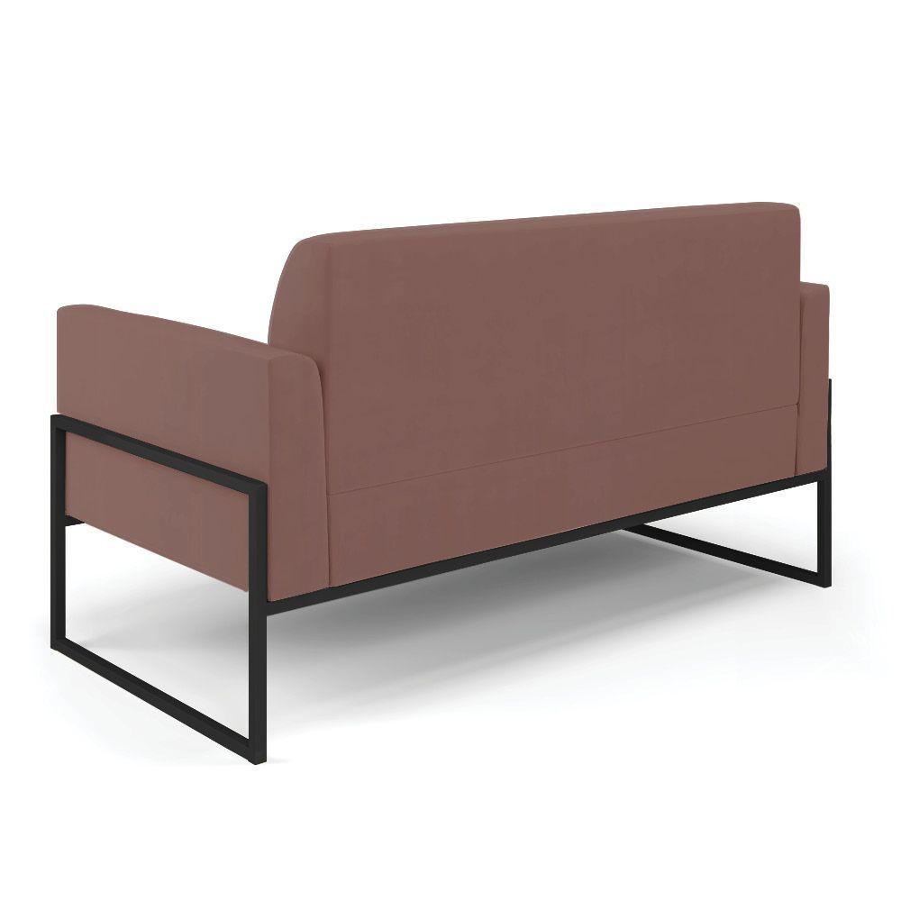 Sofá Namoradeira Base Industrial Alta Preto Marisa Veludo D03 - D\'rossi Cor Rose - 5