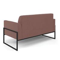 Sofá Namoradeira Com 2 Poltronas Base Industrial Alta Preto Marisa Veludo Rosê D03 - D\'rossi