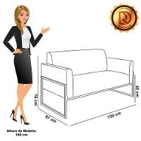 Sofá Namoradeira Com 2 Poltronas Base Industrial Alta Preto Marisa Veludo D03 - D\'rossi Cor Bege