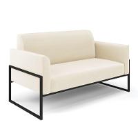 Sofá Namoradeira Com 2 Poltronas Base Industrial Alta Preto Marisa Veludo D03 - D\'rossi Cor Bege - 8