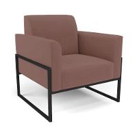Sofá Namoradeira Com 2 Poltronas Base Industrial Alta Preto Marisa Veludo D03 - D\'rossi Cor Rose - 6