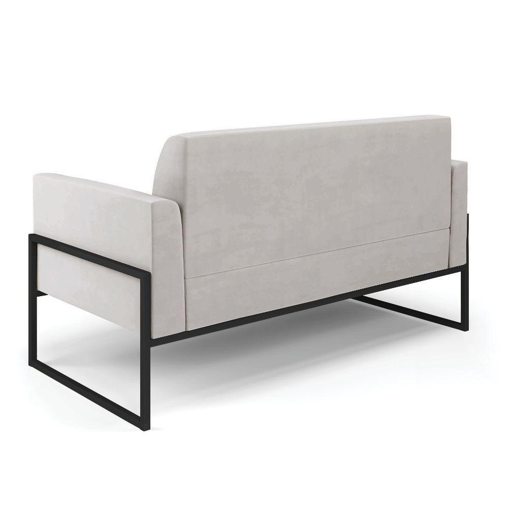 Sofá Namoradeira Com Poltrona Base Industrial Alta Preto Marisa Veludo D03 - D\'rossi Cor Cinza - 8